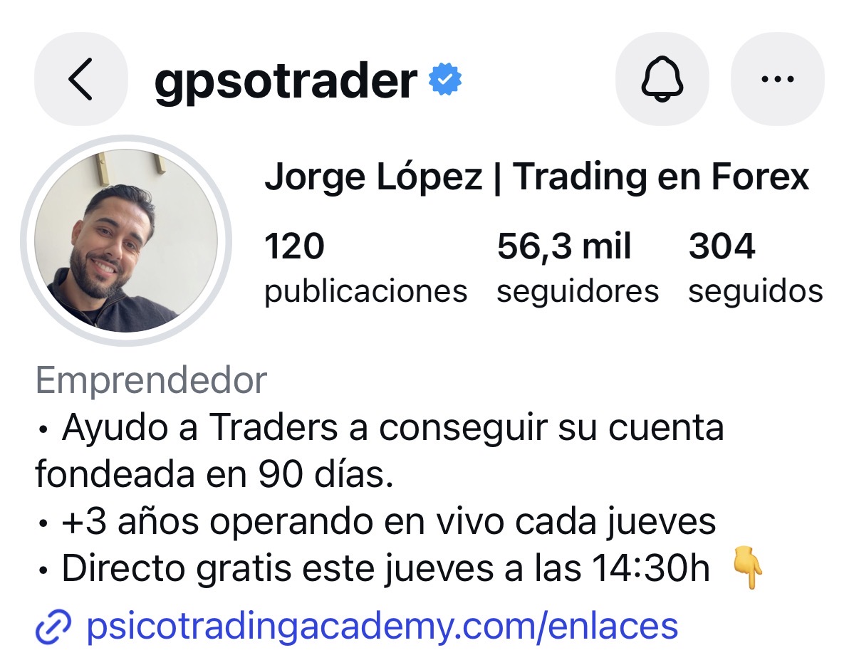 Perfil de Instagram @gpsotrader