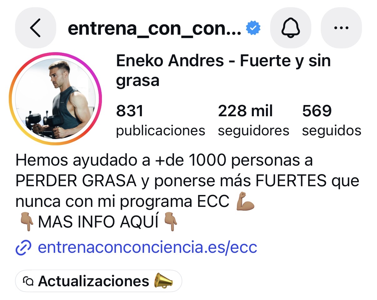 Perfil de Instagram @entrena_con_conciencia