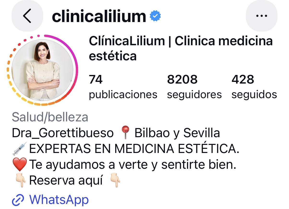 Perfil de Instagram @clinicalilium